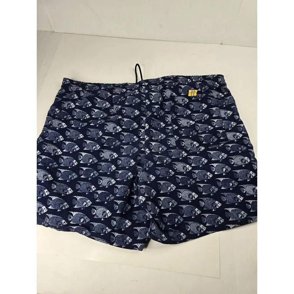 Nautica Men's Navy Blue White Fish Print Board Shorts Swim Trunks Sz‎ L Fishing